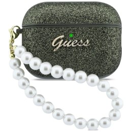 Etui Guess Glitter Pearl Strap do AirPods Pro 3 khaki