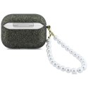Etui Guess Glitter Pearl Strap do AirPods Pro 3 khaki