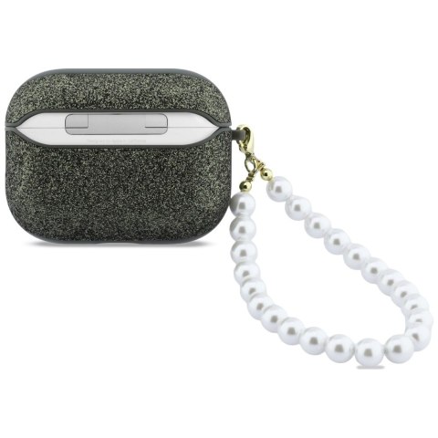 Etui Guess Glitter Pearl Strap do AirPods Pro 3 khaki