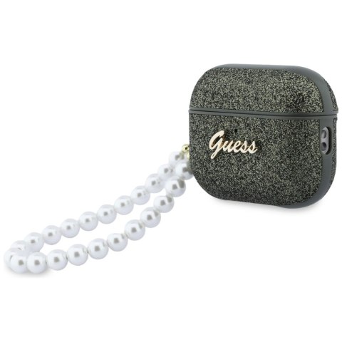 Etui Guess Glitter Pearl Strap do AirPods Pro 3 khaki