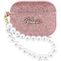 Etui Guess Glitter Pearl Strap do AirPods Pro 3 różowy