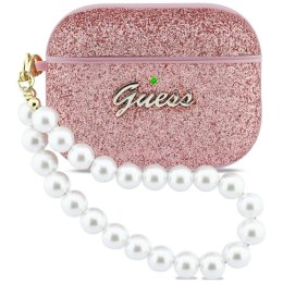 Etui Guess Glitter Pearl Strap do AirPods Pro 3 różowy