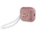 Etui Guess Glitter Pearl Strap do AirPods Pro 3 różowy