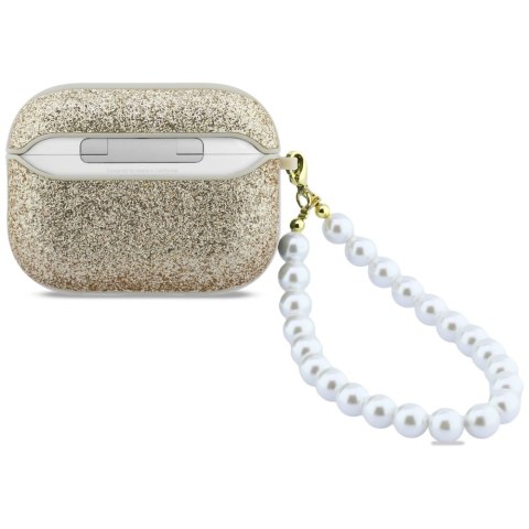 Etui Guess Glitter Pearl Strap do AirPods Pro 3 złoty