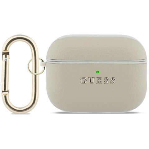Etui Guess Grained Classic Logo Hook do AirPods Pro 3 złoty