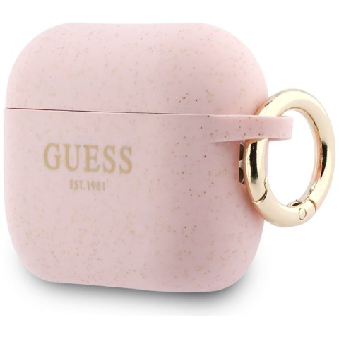 Etui Guess Silicone Glitter Ring do AirPods Pro 3 różowy