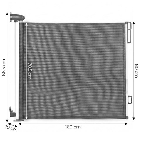 Bramka barierka roleta 160 cm ochronna zabezpieczająca na schody i drzwi szara ECOTOYS