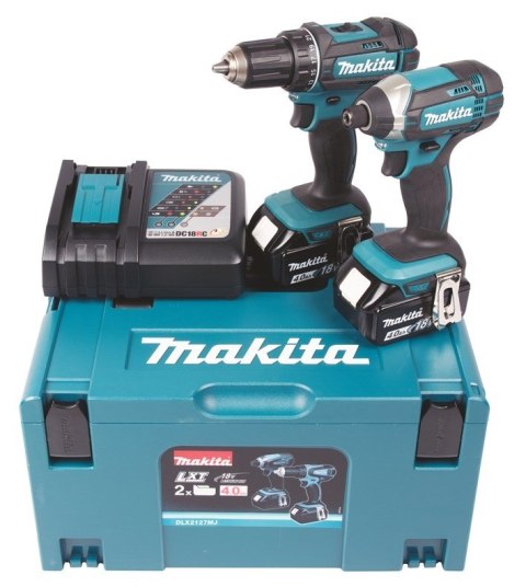 Zestaw wkrętarek aukumulatorowych MAKITA combo LXT DLX2127MJ (DDF482Z i DTD152Z) 2x 18V 4,0Ah, szybka ładowarka i MAKPAC