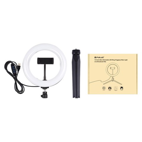 Lampa pierścieniowa / statyw LED Puluz 20cm z uchwytem na telefon PKT3073B