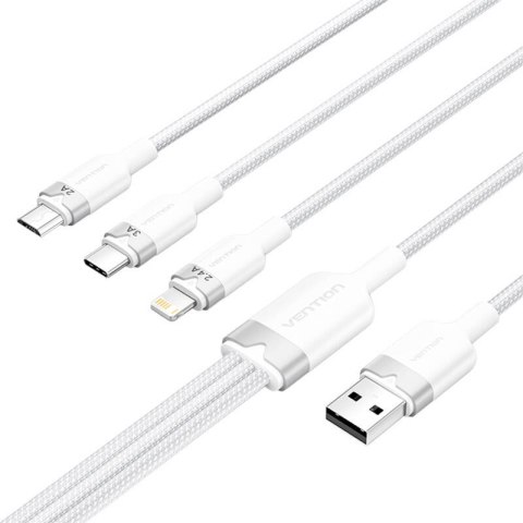 Kabel USB 2.0 A do 3w1 3A Vention CTPWG 1.5M (biały)