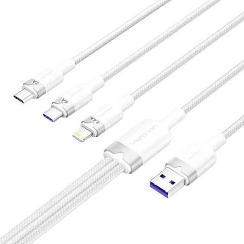 Kabel USB 2.0 A do 3w1 6A Vention CTRWG 1.5M (biały)