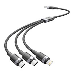 Kabel USB 2.0 A męski do 3 w 1 USB-C, Lightning i Micro-B męskie Vention 3A CTPBG 1.5m