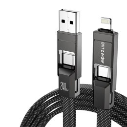 Kabel USB 4w1 Blitzwolf BW-HDC7 USB+C+Lightning 240W 1,2m (czarny)