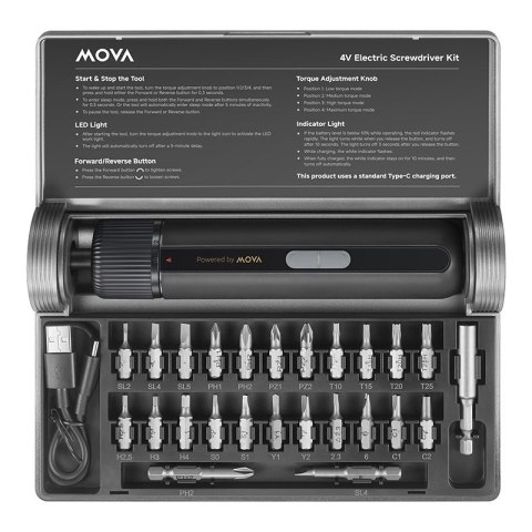 Zestaw wkrętaków 4V 8N-m MOVA MSD008