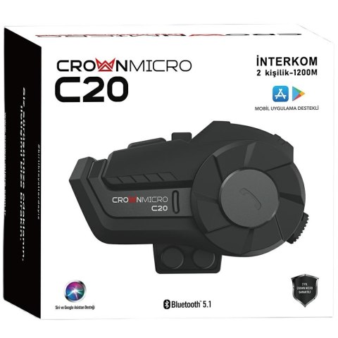 Interkom motocyklowy Crown C20 Bluetooth 5.1 czarny