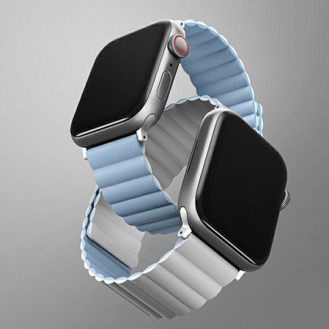 UNIQ pasek Revix Apple Watch Series 4/5/6/7/SE 40/41mm. Reversible Magnetic biały-niebieski/white-blue