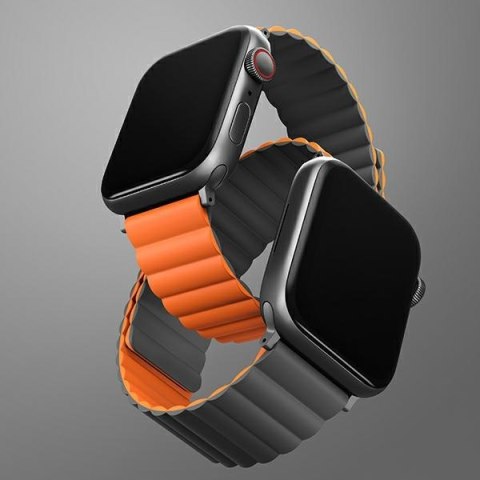 UNIQ pasek Revix Apple Watch Series 4/5/6/7/SE 44/45mm. Reversible Magnetic szary-pomarańczowy/grey-orange