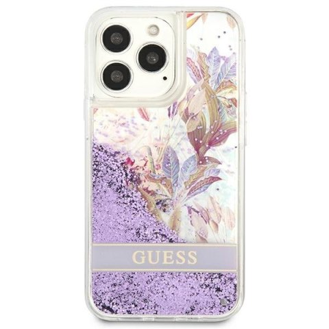 Guess GUHCP13LLFLSU iPhone 13 Pro / 13 6,1" fioletowy/purple hardcase Flower Liquid Glitter