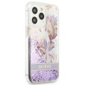 Guess GUHCP13LLFLSU iPhone 13 Pro / 13 6,1" fioletowy/purple hardcase Flower Liquid Glitter