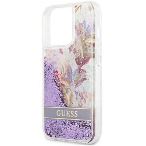 Guess GUHCP13LLFLSU iPhone 13 Pro / 13 6,1" fioletowy/purple hardcase Flower Liquid Glitter
