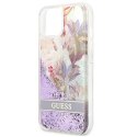 Guess GUHCP13SLFLSU iPhone 13 mini 5,4" fioletowy/purple hardcase Flower Liquid Glitter