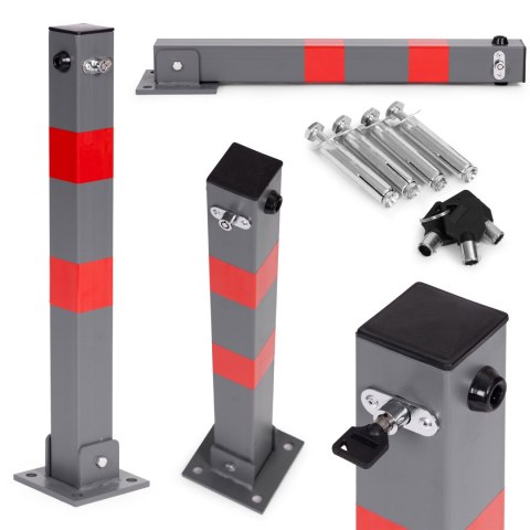 Blokada parkingowa składana słupek 60 cm na klucz z odblaskowymi pasami