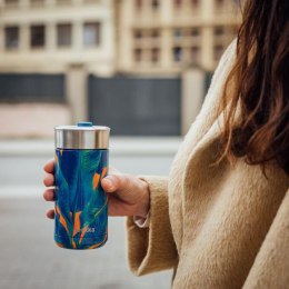 Quokka Boost Coffee Tumbler - Kubek termiczny ze stali nierdzewnej z zaparzaczem 400 ml (Bue Jungle)