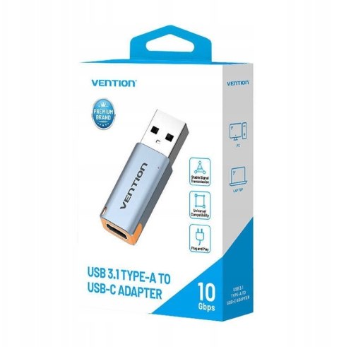 Adapter USB 3.1 Vention USB-A do USB-C ze smyczą stop aluminium
