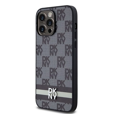 DKNY DKHCP14XPCPTSSK iPhone 14 Pro Max6.7" czarny/black hardcase Leather Checkered Mono Pattern & Printed Stripes