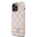 DKNY DKHCP14XPCPTSSP iPhone 14 Pro Max6.7" różowy/pink hardcase Leather Checkered Mono Pattern & Printed Stripes