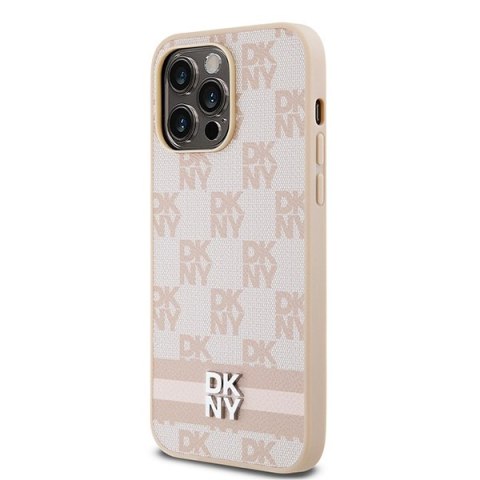 DKNY DKHCP14XPCPTSSP iPhone 14 Pro Max6.7" różowy/pink hardcase Leather Checkered Mono Pattern & Printed Stripes