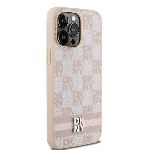 DKNY DKHCP14XPCPTSSP iPhone 14 Pro Max6.7" różowy/pink hardcase Leather Checkered Mono Pattern & Printed Stripes