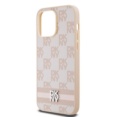 DKNY DKHCP14XPCPTSSP iPhone 14 Pro Max6.7" różowy/pink hardcase Leather Checkered Mono Pattern & Printed Stripes