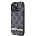 DKNY DKHCP14LPCPTSSK iPhone 14 Pro6.1" czarny/black hardcase Leather Checkered Mono Pattern & Printed Stripes