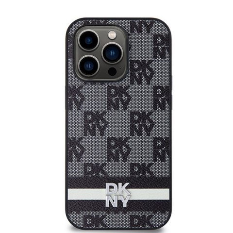 DKNY DKHCP14LPCPTSSK iPhone 14 Pro6.1" czarny/black hardcase Leather Checkered Mono Pattern & Printed Stripes