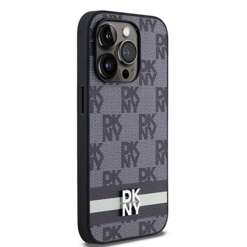 DKNY DKHCP14LPCPTSSK iPhone 14 Pro6.1" czarny/black hardcase Leather Checkered Mono Pattern & Printed Stripes