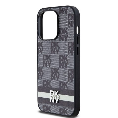 DKNY DKHCP14LPCPTSSK iPhone 14 Pro6.1" czarny/black hardcase Leather Checkered Mono Pattern & Printed Stripes