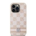 DKNY DKHCP14LPCPTSSP iPhone 14 Pro6.1" różowy/pink hardcase Leather Checkered Mono Pattern & Printed Stripes