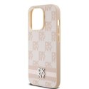 DKNY DKHCP14LPCPTSSP iPhone 14 Pro6.1" różowy/pink hardcase Leather Checkered Mono Pattern & Printed Stripes