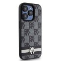 DKNY DKHCP15LPCPTSSK iPhone 15 Pro6.1" czarny/black hardcase Leather Checkered Mono Pattern & Printed Stripes