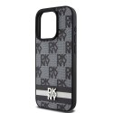 DKNY DKHCP15LPCPTSSK iPhone 15 Pro6.1" czarny/black hardcase Leather Checkered Mono Pattern & Printed Stripes