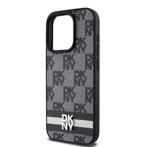 DKNY DKHCP15LPCPTSSK iPhone 15 Pro6.1" czarny/black hardcase Leather Checkered Mono Pattern & Printed Stripes