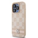 DKNY DKHCP15LPCPTSSP iPhone 15 Pro6.1" różowy/pink hardcase Leather Checkered Mono Pattern & Printed Stripes