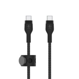 Kabel BoostCharge USB-C/USB-C silikonowy w oplocie 2m, czarny