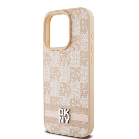 DKNY DKHCP15LPCPTSSP iPhone 15 Pro6.1" różowy/pink hardcase Leather Checkered Mono Pattern & Printed Stripes