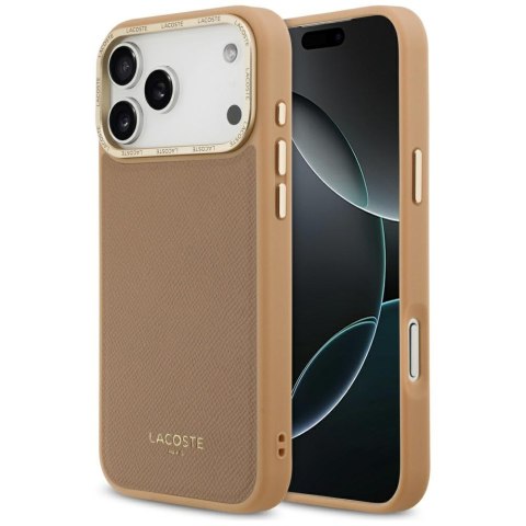 Etui Lacoste Champs Elysees Gold Logo MagSafe do iPhone 17 Pro Max różowy