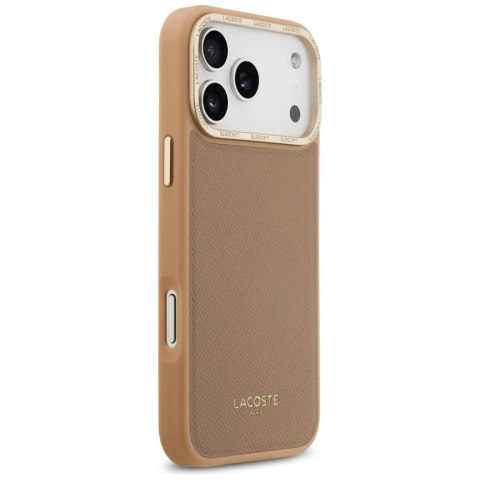 Etui Lacoste Champs Elysees Gold Logo MagSafe do iPhone 17 Pro Max różowy
