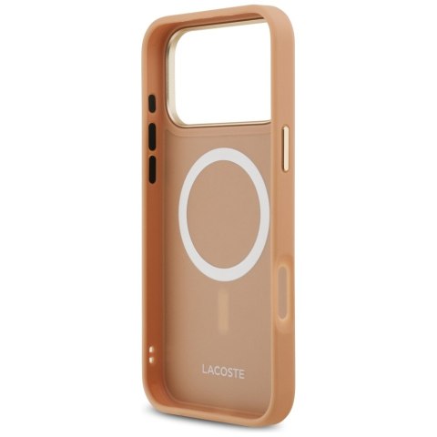 Etui Lacoste Champs Elysees Gold Logo MagSafe do iPhone 17 Pro różowy