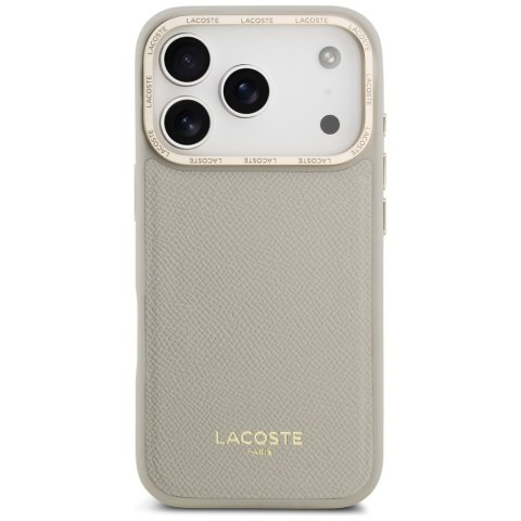 Etui Lacoste Champs Elysees Gold Logo MagSafe do iPhone 17 Pro taupe