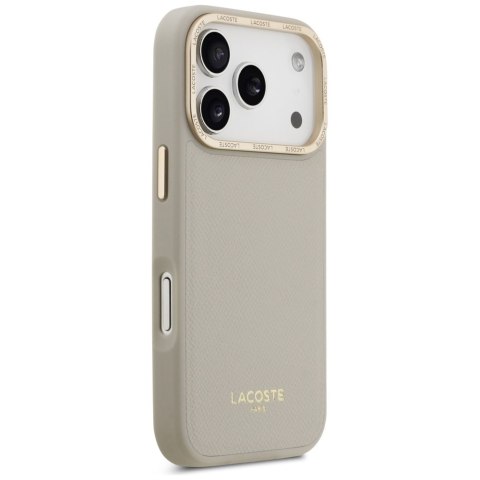 Etui Lacoste Champs Elysees Gold Logo MagSafe do iPhone 17 Pro taupe